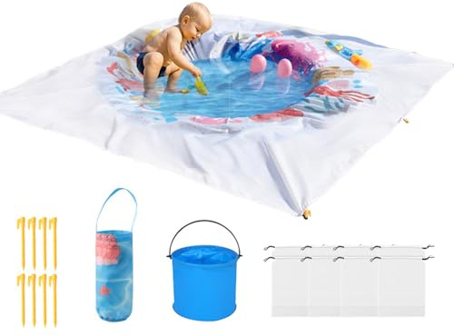 Piscine De Plage pour Enf-Ants, Pataugeoire De Plage pour Bébé, Flaques De Eau Portables pour Bébé, Jeu d'eau D'été, d'eau D'extérieur Pliables Et Étanches pour Les Voyages Et Les Vacances