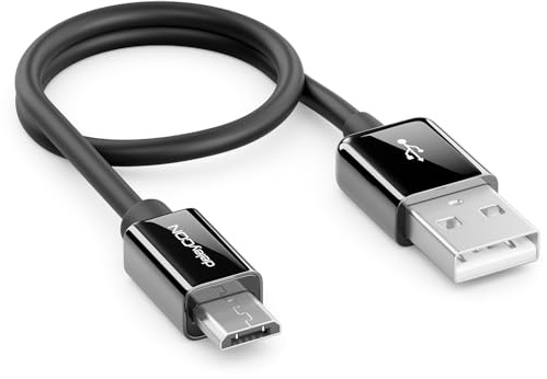 deleyCON 0,30m Micro USB Ladekabel Datenkabel - Schwarz