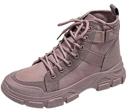 Stivaletti da Donna High Top in Tela, Stivaletti alti, Stivaletti di sicurezza antiscivolo, Stivaletti da trekking, Stivaletti alti, Stivaletti con lacci, Stivaletti per esterni, Suola spessa
