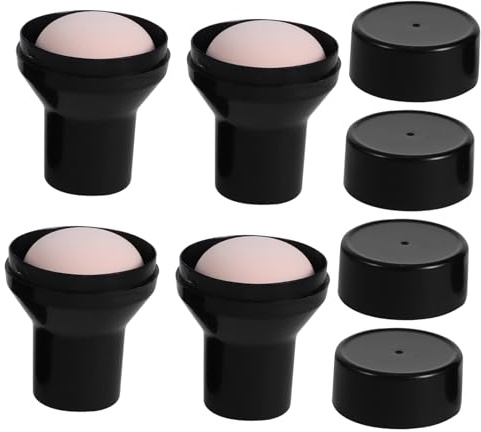 TOYZFRIENDY Aplicador de Polvos de Maquillaje Esponja Champiñón 4 Piezas Tamaño Compacto Lavable Reutilizable para Mujeres Maquillaje Diario Mango Abs y Estuche Portátil