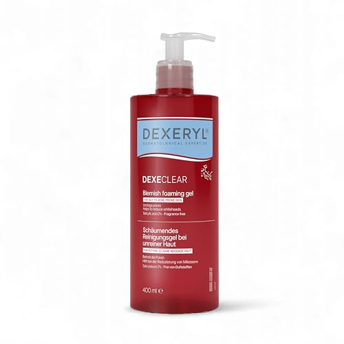 Dexeryl® DEXECLEAR Schäumendes Reinigungsgel bei unreiner Haut 400ml | Mit 2 % Salicylsäure, Reinigung befreit Poren, reduziert überschüssigen Talg und Mitesser, seifenfrei, ohne Duftstoffe