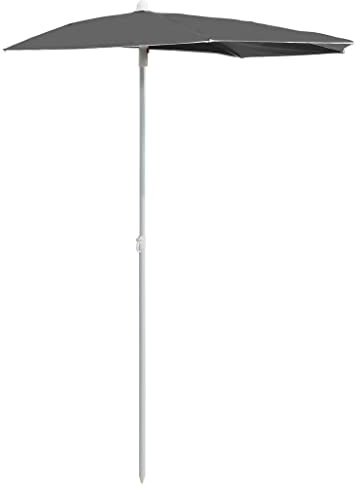 Yisssmeng Ombrellone semicircolare 180 x 90 cm, in poliestere resistente ai raggi UV, con asta in acciaio, resistente alle intemperie, salvaspazio, per balcone, terrazza e giardino