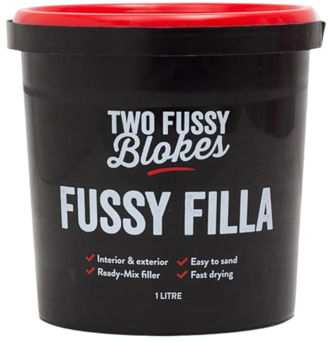 Two Fussy Blokes Interior & Exterior Fussy Filla Ready Mixed Filler – 200ml, 500ml, 1L & 4L – Fast Drying, Easy Sanding, No Shrink, Multi Surface Wood Plaster Brick Repair Compound (1lt)