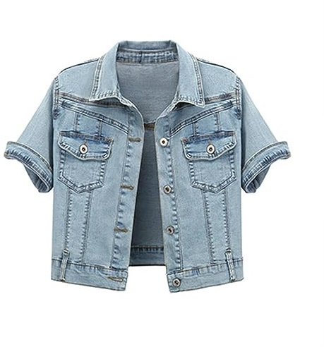 Generisch Chaqueta bolero para mujer de manga corta vaquera – Chaqueta vaquera para mujer, azul oscuro, chaqueta vaquera, chaqueta de verano, ligera, elegante, chaqueta corta elástica, chaqueta