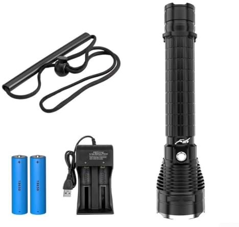 Lampe de poche sous-marine professionnelle P70 LED résistante à l'eau, 4000 lumens, convient pour le camping, la pêche et la plongée (E)