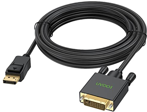 UVOOI DisplayPort to DVI Cable 15 Feet, DP to DVI-D Male to Male Adapter Cable Compatible with Display, PC, Laptop, HDTV, Projector, Monitor, More - Gold-Plated