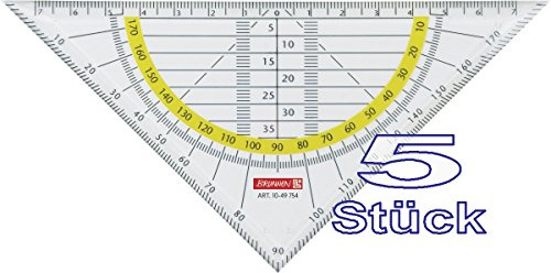 Brunnen 1049754 Geometrie-Dreieck/Geodreieck für Schule und Büro 16 cm, glasklar) (5, Geometrie-Dreieck | 16cm)