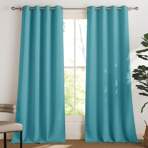 PONY DANCE 2 stycken mörkläggningsgardiner vardagsrum – gardiner med öljetter gardin mörkläggning öljettgardin ogenomskinligt fönster gardiner dekorativa halsdukar