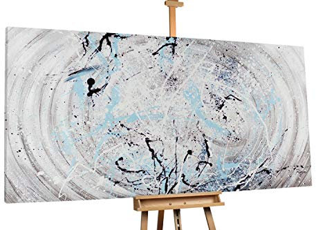 KunstLoft® XXL Gemälde 'Strudel des Meeres' 200x100cm | original handgemalte Bilder | Abstrakt Wirbel Blau Weiß | Leinwand-Bild Ölgemälde einteilig groß | Modernes Kunst Ölbild