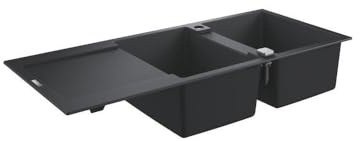 Grohe 31647AP0 - K500 Fregadero composite con escurridor, Gris (Granite Black), 116 x 50 cm