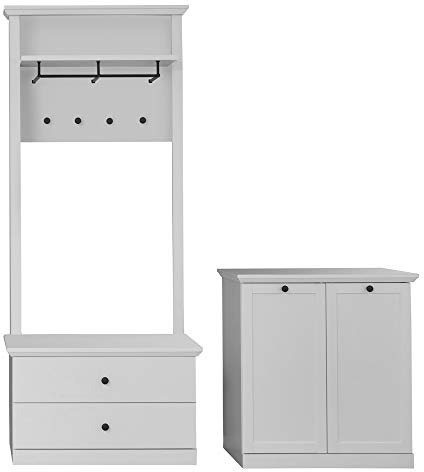 trendteam smart living - Baxter - Garderobenkombination - Weiß - Garderobenpaneel, Kommode - (BxHxT) 177 x 200 x 41 cm - Sockel