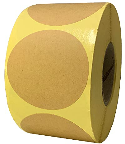 500 Stück - 50mm Kraftpapier Aufkleber Rund, Etiketten Selbstklebend zum Beschriften