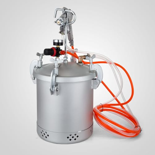 VEVOR Réservoir de Peinture sous Pression 10 L avec Pistolet de Pulvérisation, Pot de Peinture sous Haute Pression avec 2 Tuyaux de 3 m, Forte Capacité d'Étanchéité Seau Pulvérisateur pour Peinture