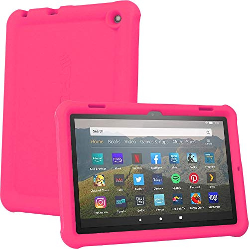 TECHGEAR Schutzhülle für neue Amazon Fire HD 8 / HD 8 Plus (2022, 12. Generation) [Kinderfreundlich] Leichtes Koffer Silikon Soft Shell Anti-Rutsch Stoßfest + Displayschutzfolie -ROSA