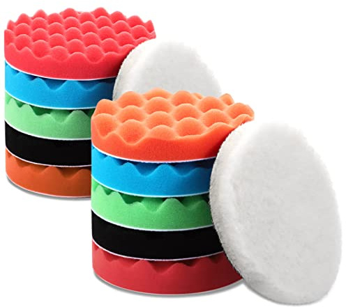 BBTO 12 Pieces Buffing Polishing Pads 6 Inch Compound Buffing Sponge Pads Cutting Polishing Kit for Car Buffer Compounding and Waxing