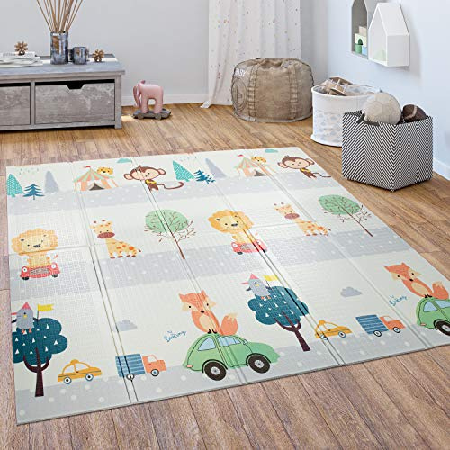Paco Home Tappeto Gioco Bambini Gattonare Bebè Pieghevole Lavabile Reversibile Animale, Dimensione:150x200 cm, Colore:Multicolore