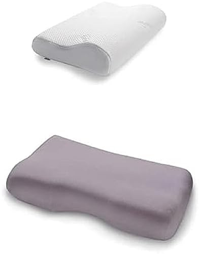 TEMPUR Kissen Set mit Füllung und Bezug, Original Kopfkissen Größe L mit Jersey-Kissenbezug (schiefergrau)