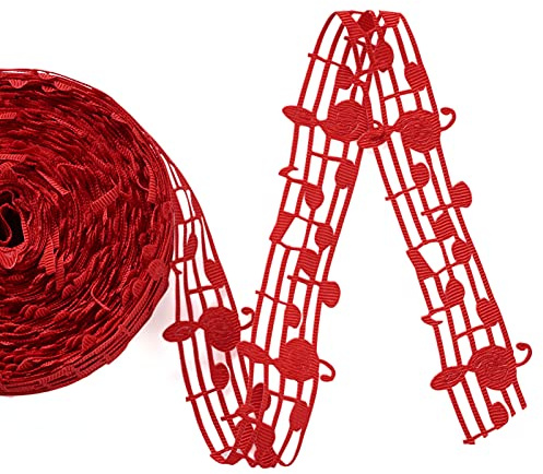 Pandahall 20 Yards Polyesterband mit Musiknoten, hohl, 3,8 cm, Ripsband, Kleidungsbesatz, Zubehör für Geschenkverpackungen, Musikthema, Heim-Party-Dekoration