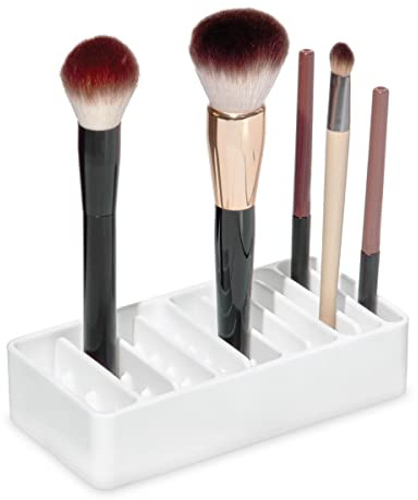 iDesign The Sarah Tanno Collection Kosmetik- und Make-up-Pinselhalter aus Silikon mit verschiedenen Größen, Weiß