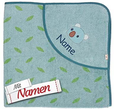 Sterntaler Kapuzenhandtuch Koala Kalla personalisiert mit Namen, GOTS Zertifiziert Badetuch Bestickt für Baby & Kinder, Junge Mädchen Badehandtuch/Kinder-Badetuch mit Kapuze