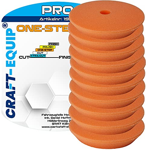 10er Sparpack Craft-Equip PRO Polierschwamm Polierpad mit Klettverschluss Made IN EU (10er Sparpack 80mm DA Polierschwam ONE-Step ORANGE)