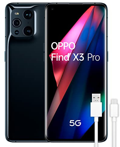 OPPO Find X3 Pro 5G - Teléfono Móvil libre, 12GB+256GB, Cámara 50+50+13+3 MP, Smartphone Android, Batería 4500mAh, Carga Rápida 65W, Dual SIM, Cable USB extra - Negro