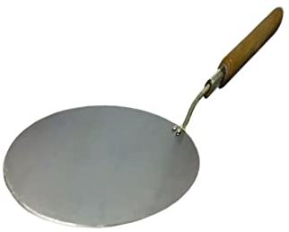 Vsorce4u 1 x 11 Inches Iron Roti Chapati Tawa with Wooden Handle - Black Pancake Pan Crepe Pan Omelette Parath Flatbread Dosa Tava Multipurpose Tawa for Cooking Baking