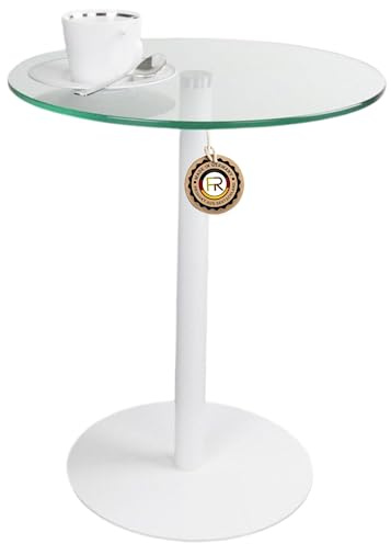freeroom24 Designer Beistelltisch Glas Weiß Matt 30x30x40cm - Wohnzimmertisch - Stabiler Couchtisch - praktischer Coffee Table rund - Kleiner Kaffeetisch - Glastisch - Sofatisch - Made in Germany