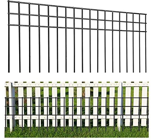 32x10-inch No Dig Animal Barrier Fence, 10 Pack Black Dig Protective Fence with 1.5 inch Spike spacing, Dog/Rabbit/Groundhog Underground Defence, for Outdoor Garden Patio