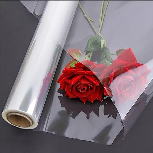 LINSOCLE Geschenkfolie Transparent, Cellophanfolie Rolle, 80CM x 30M Klarsichtfolie Geschenkfolie, Klare Cellophan zum Einwickeln von Geschenkkörben, Blumenfolie für Blumen Geschenkkörbe Wrap