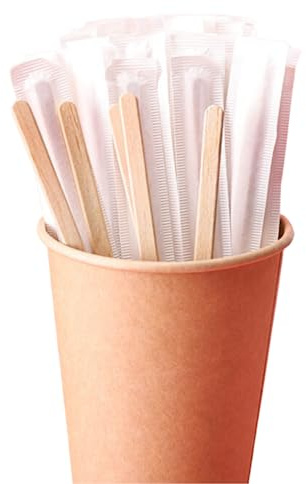 ECO GREVOL Lot de 100 pinceaux à café emballés individuellement - 11 cm - 100 % hygiéniques - Cuillères à café - Bâtonnets de café jetables - Dissolvant thermo-café - Cuillère de camping - Cuillères