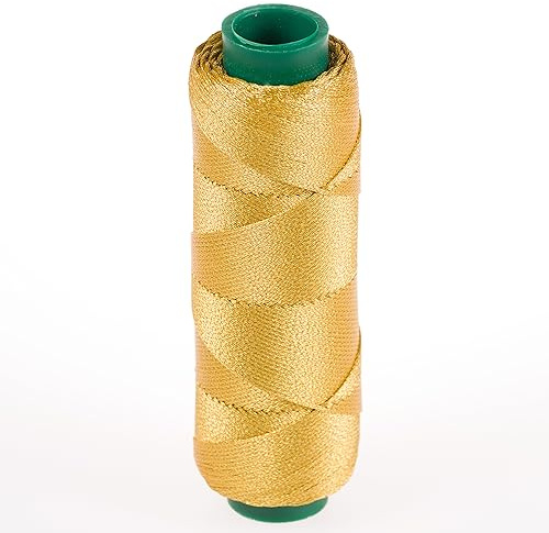 Shelver 1mm Gold String, Metallic Waxed Thread, Gold Twine, Cord for Jewellery Making, Decorating, Crafting, Leather Work - 100m (DARK GOLD)