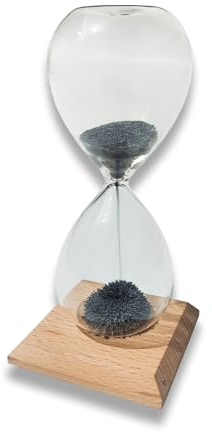 Mad Monkey Clessidra Magnetica con piedistallo in Legno - Clessidra 3D con autonomia di 1 Minuto