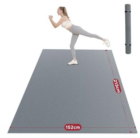 HAPBEAR Esterilla Deporte Grande, 213×152cm×8mm, Antideslizante Ultraduradero Esterilla Yoga para Ejercicio en Casa, Deporte Familiar, Colchoneta Gimnasia, Pilates, Gimnasia-Grey