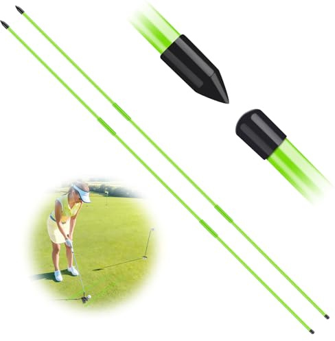 FINGER TEN Golf Alignment Sticks Collapsible Training Rods, 2/3 Pack(2 Pack in Green)