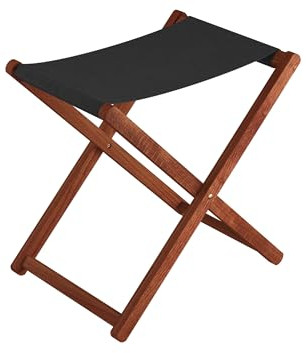 Klappbarer Holz-Campinghocker XL in normaler Sitzhöhe in vielen Farben V-10-226, Stofffarbe:schwarz