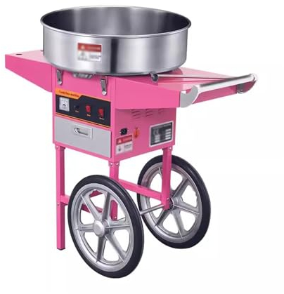 Electric Cotton Candy Machine With Cart 1000W Commercial Floss Maker - Stainless Steel Bowl Scoop Drawer - Cotton Candy Makers