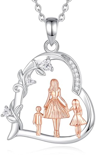 EUDORA Harmony Ball Mutter Tochter Kette für Damen 925 Sterling Silber, Mama Kind Oma Anhänger Halskette Mütterliche Liebe Schmuck, Muttertag Geschenk für Frauen Mutter Tochter Ehefrau Oma, 45cm
