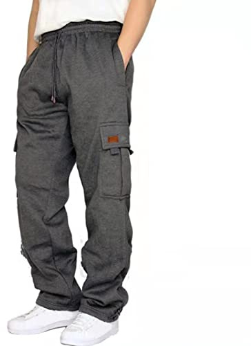 Pantalon Cargo Homme Taille Elastique avec Poches Cordon Mode Large Décontracté Léger Été Pantalon Baggy Extérieur Sport Jogging Pantalon Ample de Plage Léger Respirant