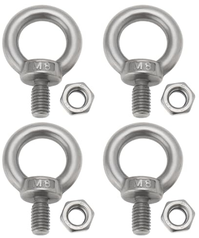 OTOTEC 4 Sätze M8 Hebeösenschrauben mit M8 Kontermuttern Ösenschraube aus Edelstahl 304 für Mechanische Geräte Strom Schiffstransport