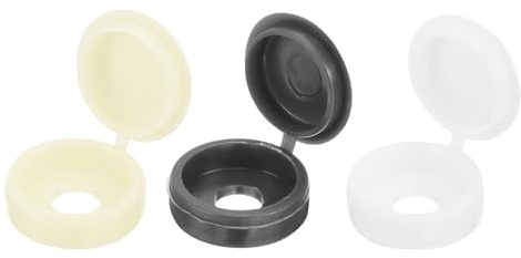 sourcing map 210Pcs Screw Cover Caps, Plastic Hinged Screw Covers, Snap Washer Covers Screw Caps for Furniture and Walls, Yellow/White/Dark Grey