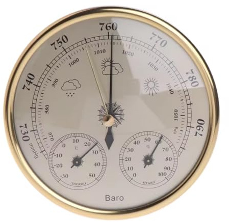 3-in-1-Barometer, Barometer für den Innenbereich, Barometer-Thermometer, Hygrometer, 12,7 cm, analoge Wetterstation, Barometer für die Hauswand, Zifferblatt-Barometer, für Zuhause, Innenbereich, Büro,
