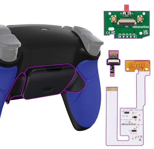 eXtremeRate Rise V3 Remap Kit Programmabile per ps5 Controller BDM-030/040/050,Tasti Posteriori Palette Paddles Cover Grip Gommato per ps5 Joystick-Senza Controller-Nero Blu