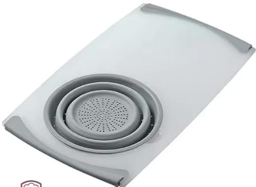 3 IN 1 Household Cutting Board with Foldable Sink, Drain Basket Sink Cutting Board, Multi-function Cutting Board - Fruit Vegetable Folding Basket- Kitchen Gadget (Grey)