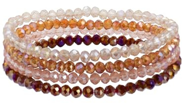 GUSXPPD Damen Kristall Perlen Armband, Mehrschichtiges Steine Armband, Boho Modeschmuck Armbänder Damen, Mehrschichtige Kristall Stein Perlen Armbänder für Frauen Mädchen (Bunt 3)