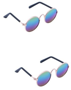 BUGUUYO 2stücke Mode Sonnenbrille Für Kleine Hunde Und Katzen Uv-Schutz Stylische Haustierbrille Für Und Cosplay Bequeme Und Langlebige Tieraccessoires Farbe Blau-grün
