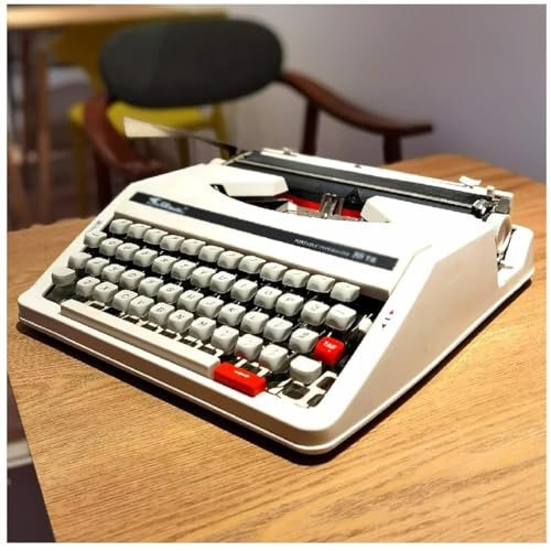GAYAYAS Klassische alte Vintage-Schreibmaschine im Retro-Stil, tragbare manuelle Schreibmaschine, für Notizen oder Briefe oder kreatives Schreiben Beige