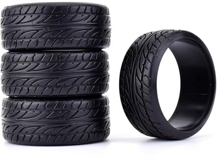 pour Tamiya pour HPI pour Redcat pour La Course pour HSP pour 1/10 sur Route pour La Course 4 Pièces Pneus Plats À Dérive À Grain Moyen Pneus Durs en Plastique De 26mm Rc Moyeu Pneus Roue