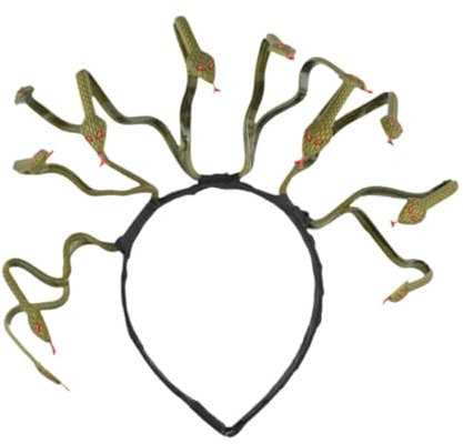 rockible Medusa Snake Stirnband Halloween Kostüm Cosplay Kopfschmuck Kopfstück Haarzubehör für Frauen für Maskerade Rave Party, Erdiges Gold