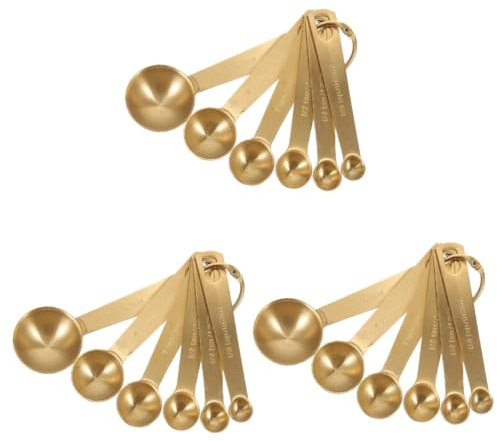 Cabilock 3 Set Tutti I Misurini in Acciaio Inox Set Da 6 Misurini Cucchiai D'argenteria Misurino Regolabile Cucchiai Forati Per Brocche Scala Cucina Golden Acciaio Inossidabile 6 Pezzi * 3